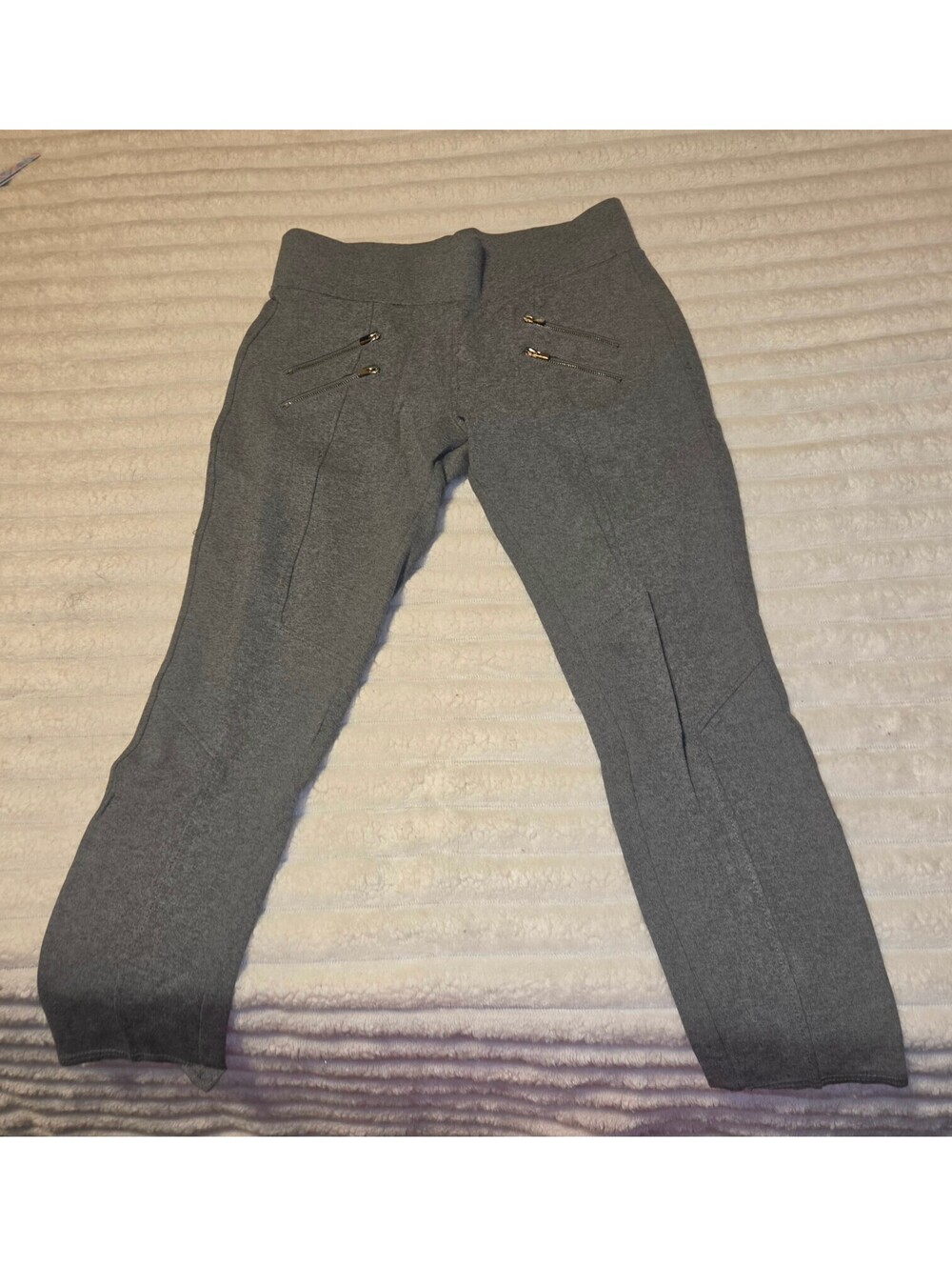 Guess Women's Gray Stretch Pants with Zipper Pockets Size L/G